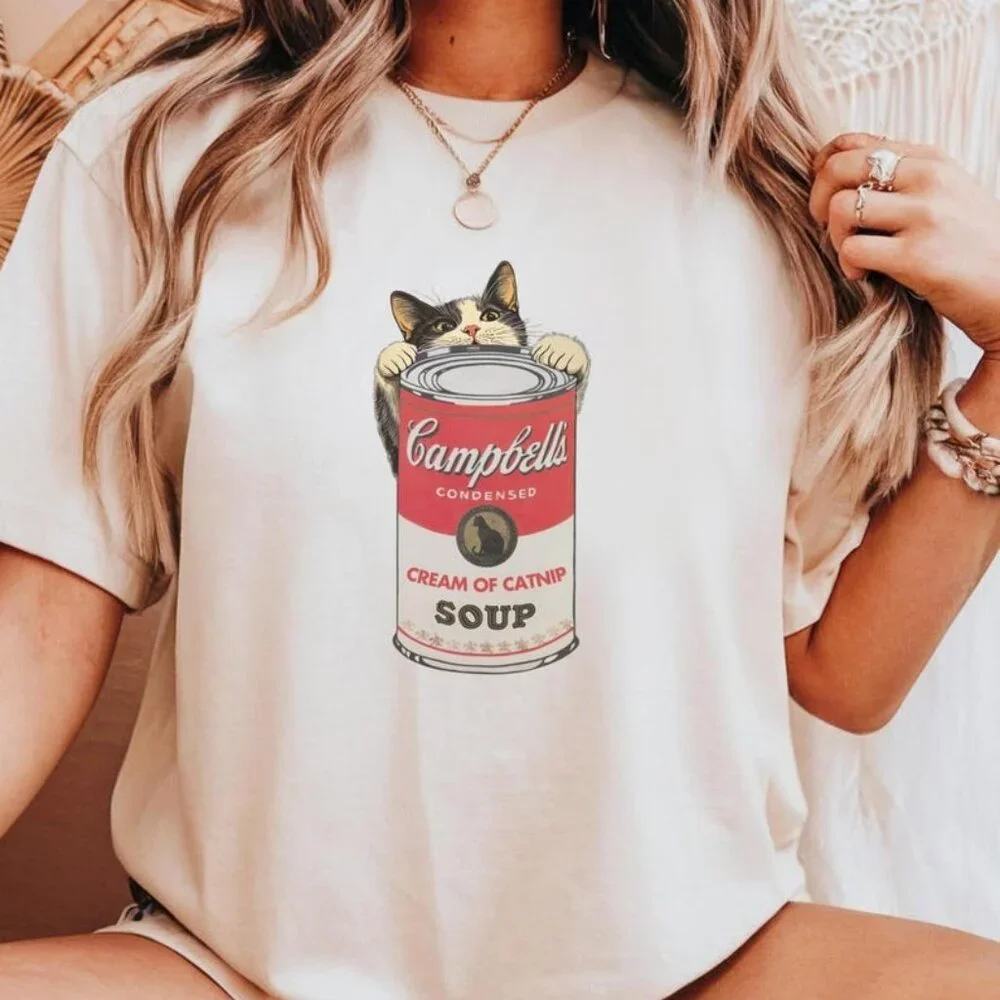 Pop Art Style T-Shirt, Vintage Style Cat Lover Tee
